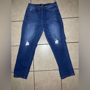 ENJEAN Distressed Straight Leg Jeans, Size 11